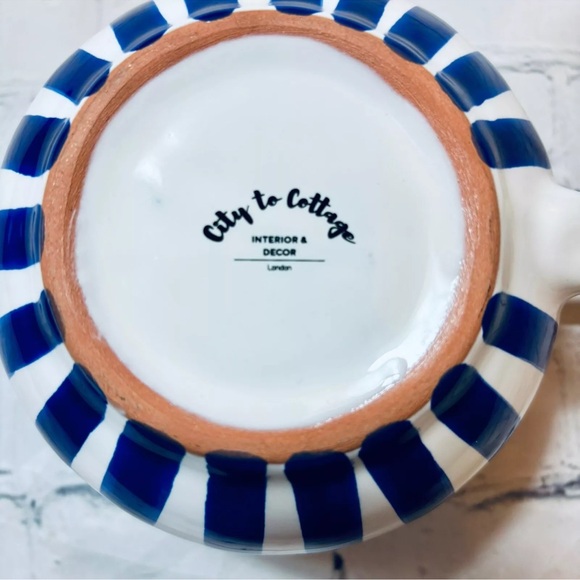 City To Cottage London Handmade Ceramic Blue Striped Mug XL 17.5oz - Picture 6 of 9